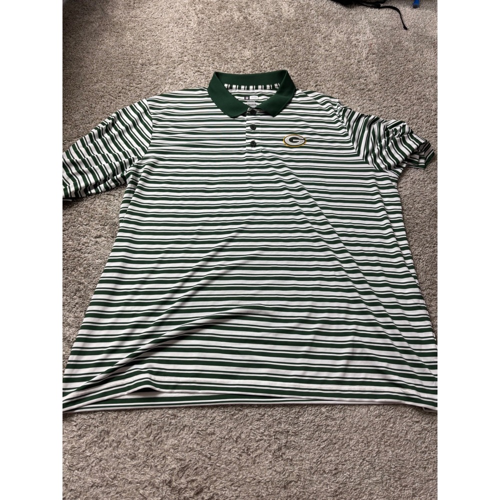 NFL Team Apparel Green Bay Packers Polo Shirt Mens 3XL TX3 Cool Striped Green